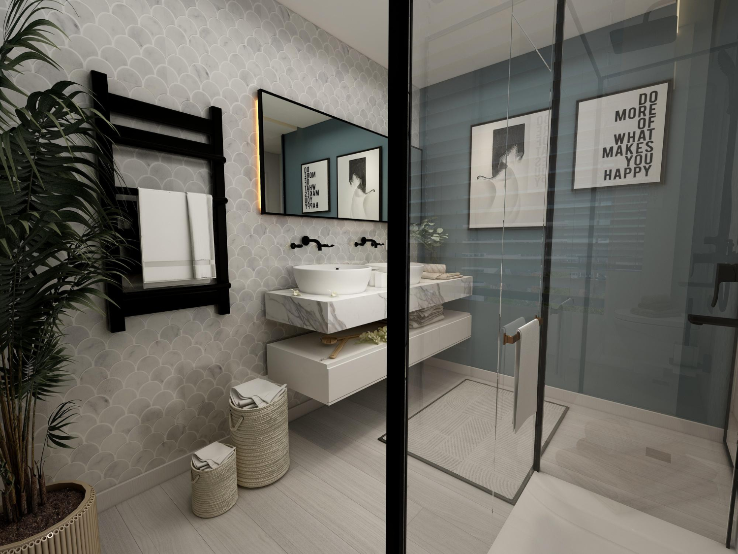 Modern bathroom vanity and glass shower design – Pro Dallas Bathroom